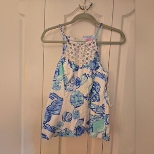 Lilly Pulitzer Blue and Aqua Halter Top